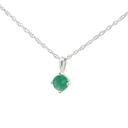 14K White Gold And Emerald Pendant Necklace