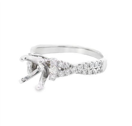 14K White Gold And 0.50 CTW Diamond Twist Semi-Mount Engagement Ring