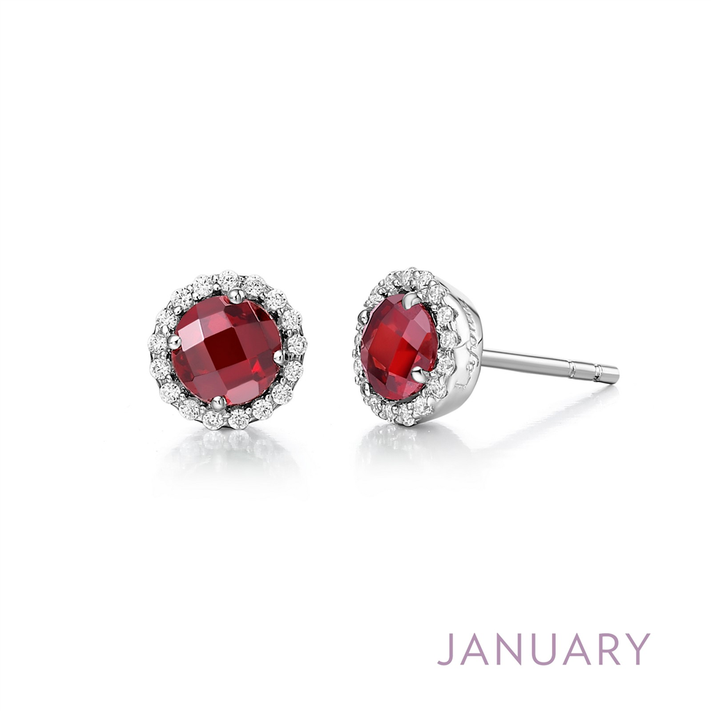 Lafonn 1.26 CTW Siumulated Diamond And Garnet January Birthstone Earrings