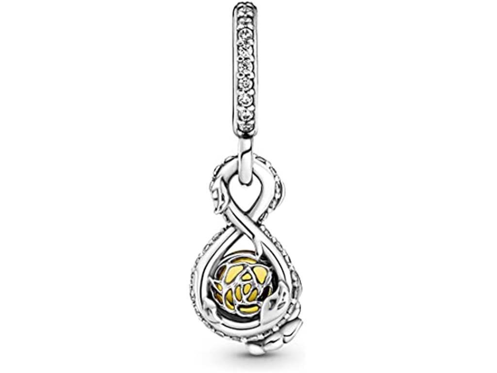 Pandora Disney Belle Infinity & Rose Flower Pendant Charm