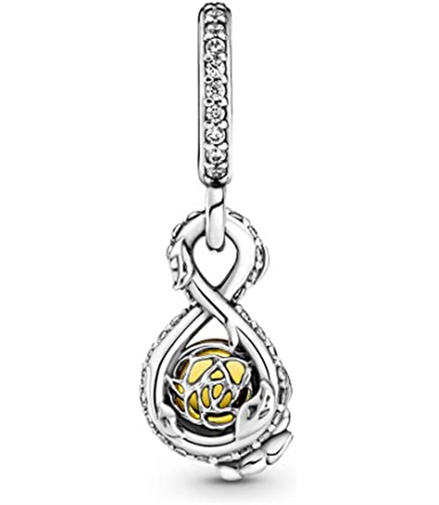 Pandora Disney Belle Infinity & Rose Flower Pendant Charm