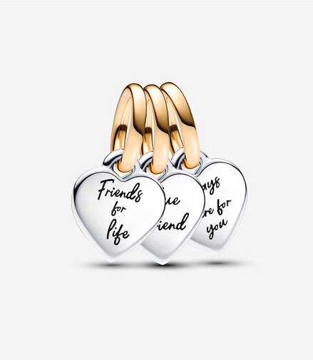 Pandora Moments Two-Tone Splittable Friendship Triple Dangle Charm