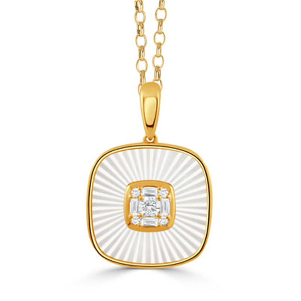 Ondelle Invisible Set Mother Of Pearl Diamond Pendant