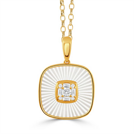 Ondelle Invisible Set Mother Of Pearl Diamond Pendant