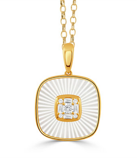Ondelle Invisible Set Mother Of Pearl Diamond Pendant