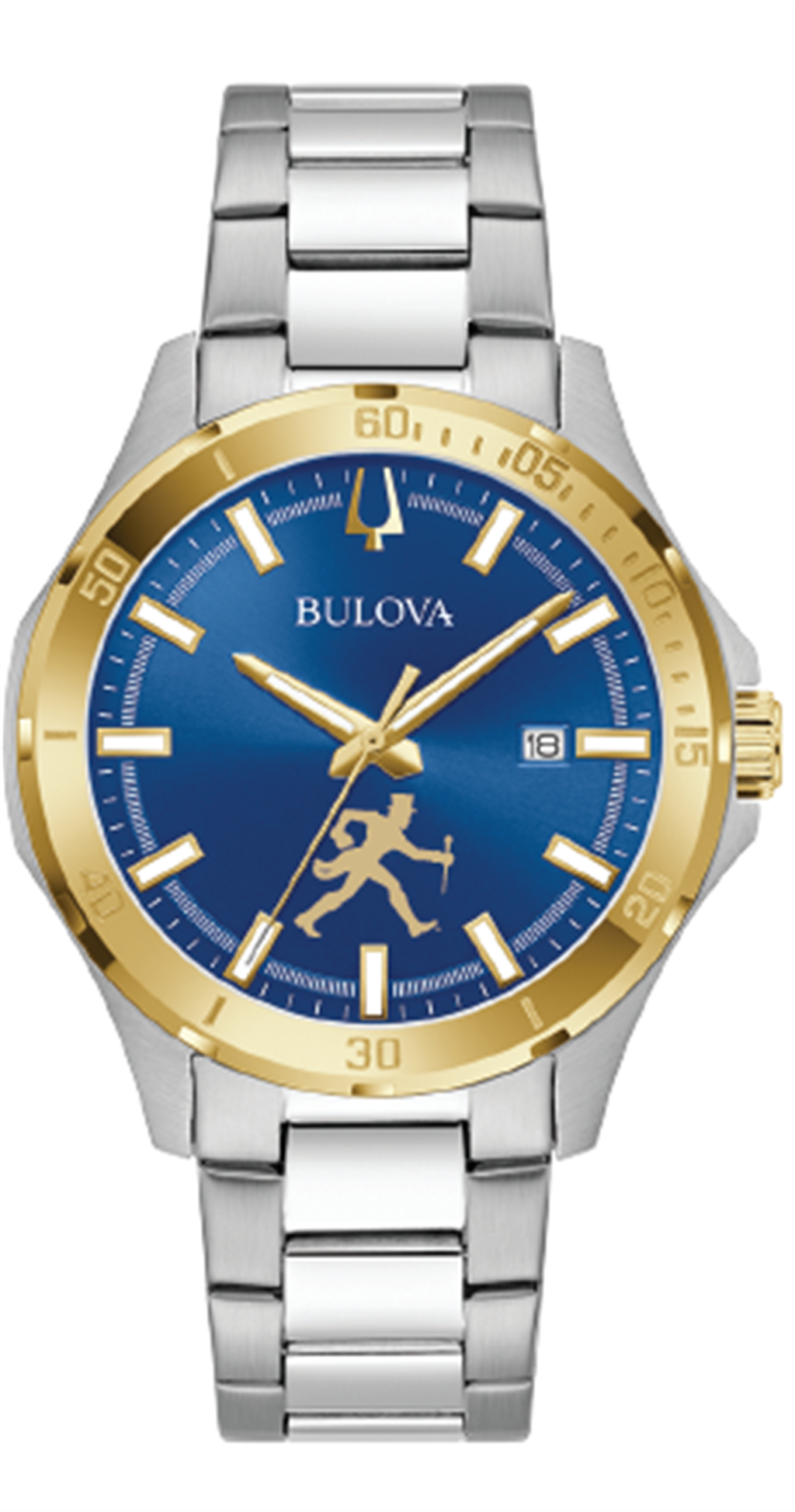 Bulova Men's Wake Forest "Walking Deacon" Two-Tone Bracelet Watch With Blue Dial
