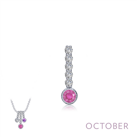 Lafonn 0.32 CTW Simulated Diamond And Simulated Tourmaline October Birthstone Love Pendant