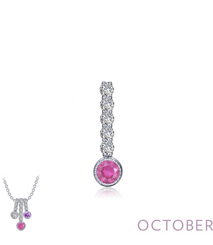Lafonn 0.32 CTW Simulated Diamond And Simulated Tourmaline October Birthstone Love Pendant