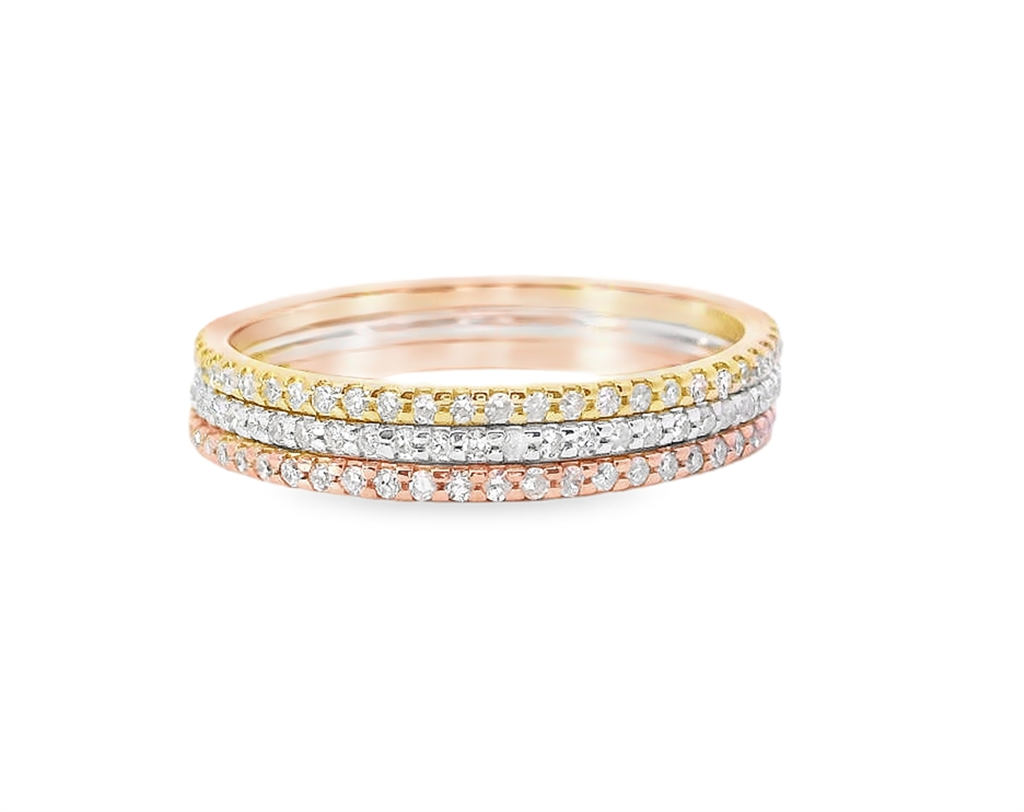 14K Tri-Color 0.57 CTW 3 Band Ring Set