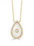 White Orchid Mother Of Pearl And Diamond Tear Drop Pendant Necklace