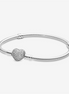 Pandora Moments Sparkling Pave' Heart Clasp Snake Chain Bracelet Size 17