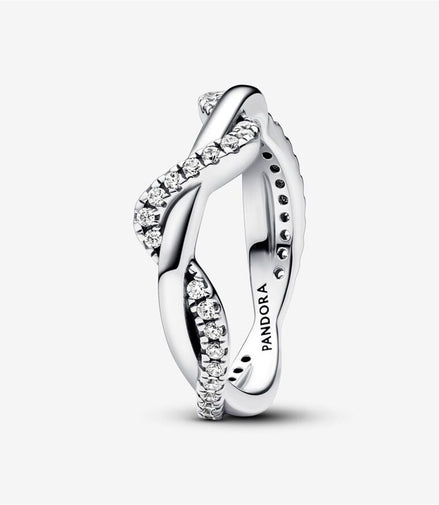 Pandora TimelessSparkling Intertwined Wave Ring Size 7.5