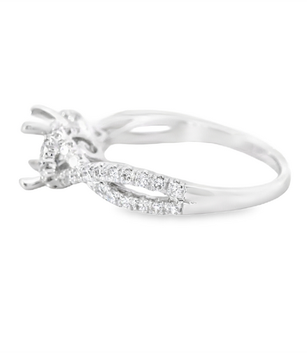 14K White Gold Diamond Semi-Mount Halo Engagement Ring