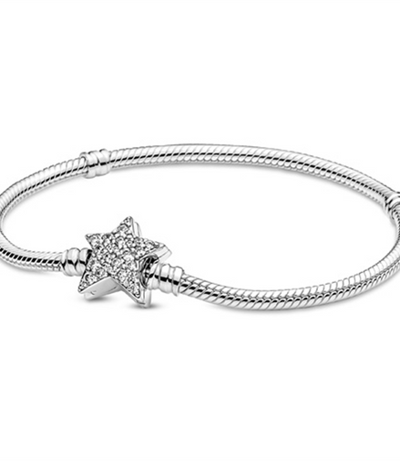 Asymmetric Star Clasp Snake Chain Bracelet Size 17