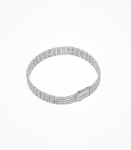 Desmos Rhodium Plated Infinity 4 Row Bracelet 7"