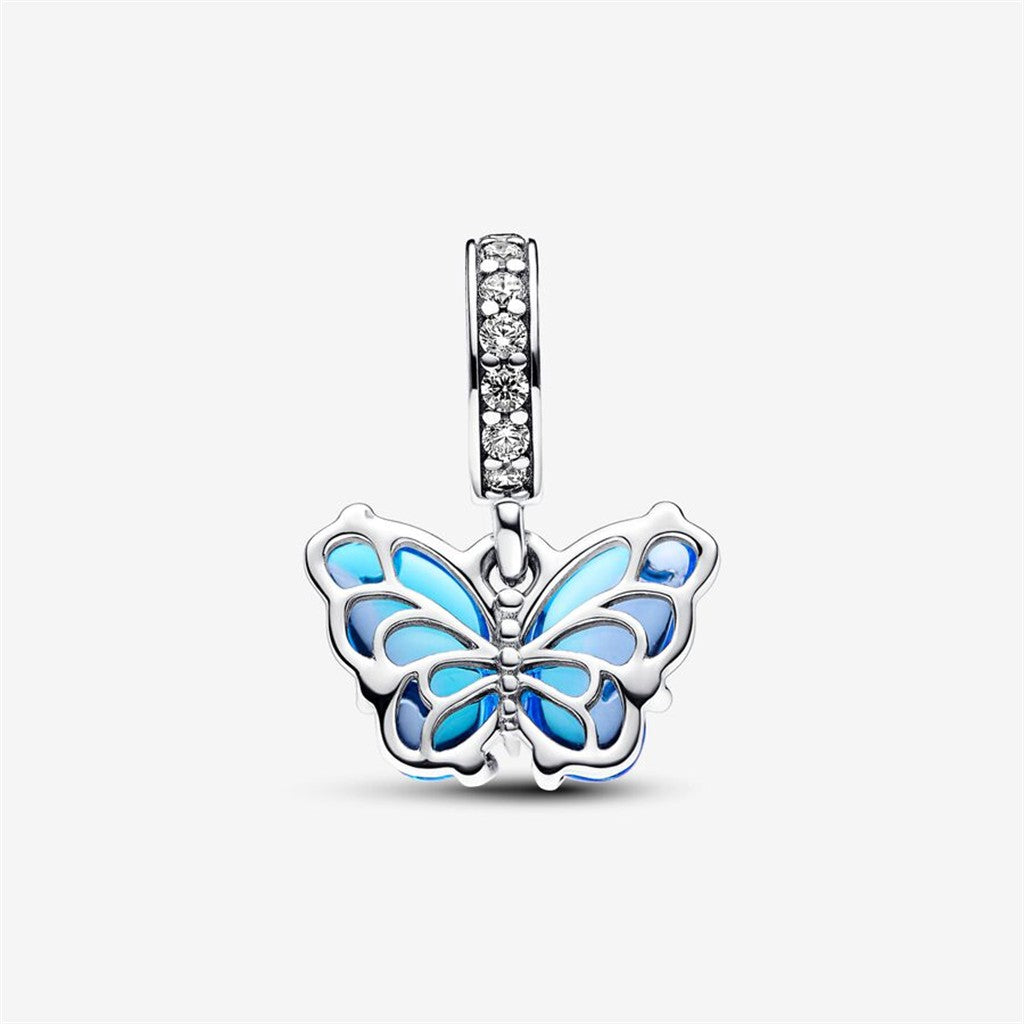 Pandora Moments Blue Murano Glass Butterfly Dangle Charm