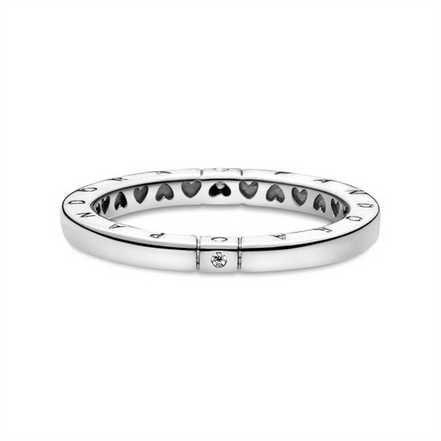 Pandora Signature Logo And Hearts Ring Size 7
