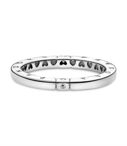 Pandora Signature Logo And Hearts Ring Size 7