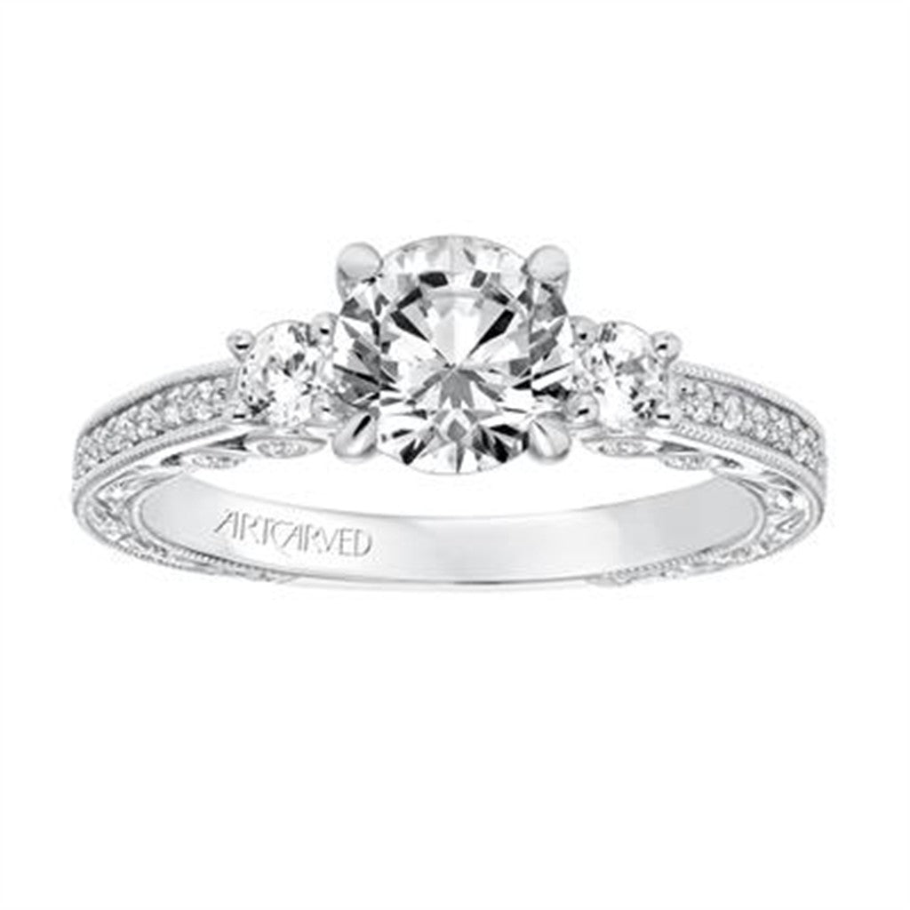 Artcarved 14K White Gold Diamond Semi-mount Ring Size 6.5