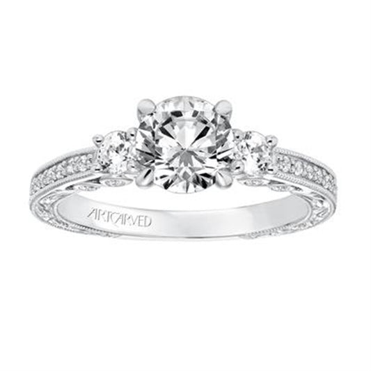 Artcarved 14K White Gold Diamond Semi-mount Ring Size 6.5