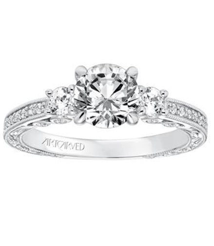Artcarved 14K White Gold Diamond Semi-mount Ring Size 6.5