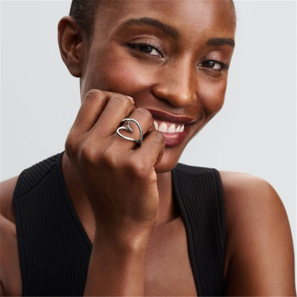 Pandora Essence Organically Heart Shaped Silver Ring Size 7