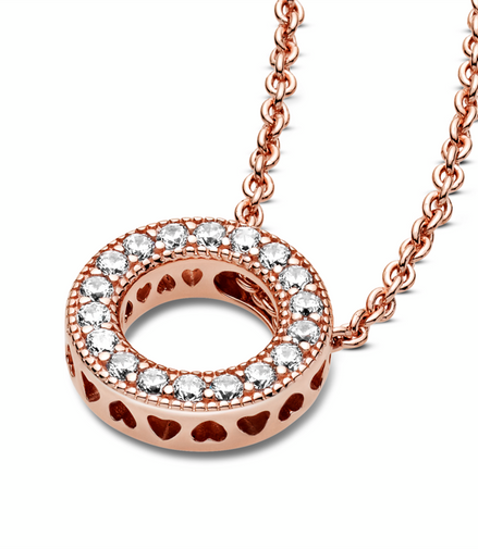 Pandora Signature Rose Logo Pavé Circle Collier Necklace 45 cm
