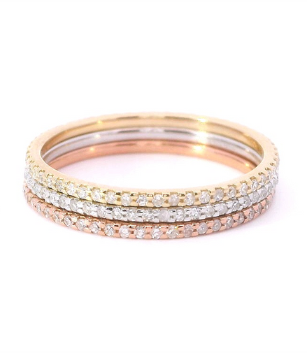 14K Tri-Color 0.57 CTW 3 Band Ring Set