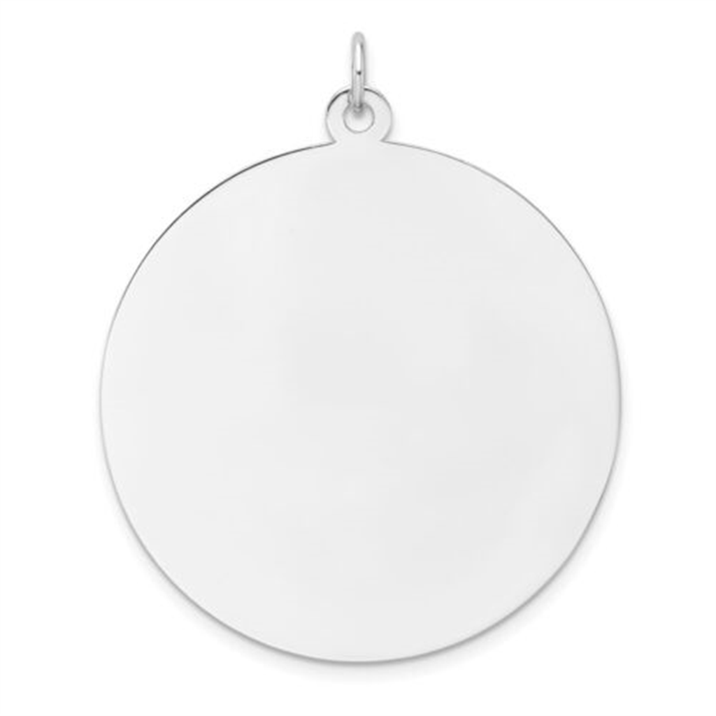 Engravable Sterling Silver  Rhodium Plated Disc