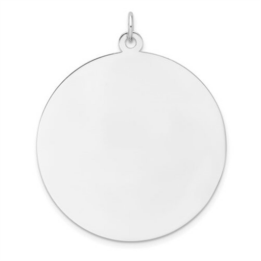 Engravable Sterling Silver  Rhodium Plated Disc