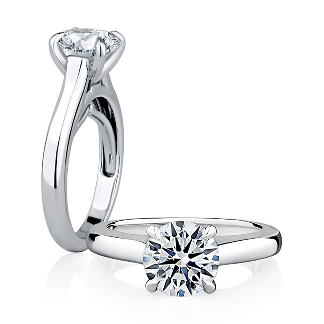 A.JAFFE 14k White Gold 2.50 CTW Round Semi-Mount Diamond Engagement Ring