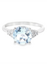 14K White Gold Diamond And Aquamarine Fashion Ring