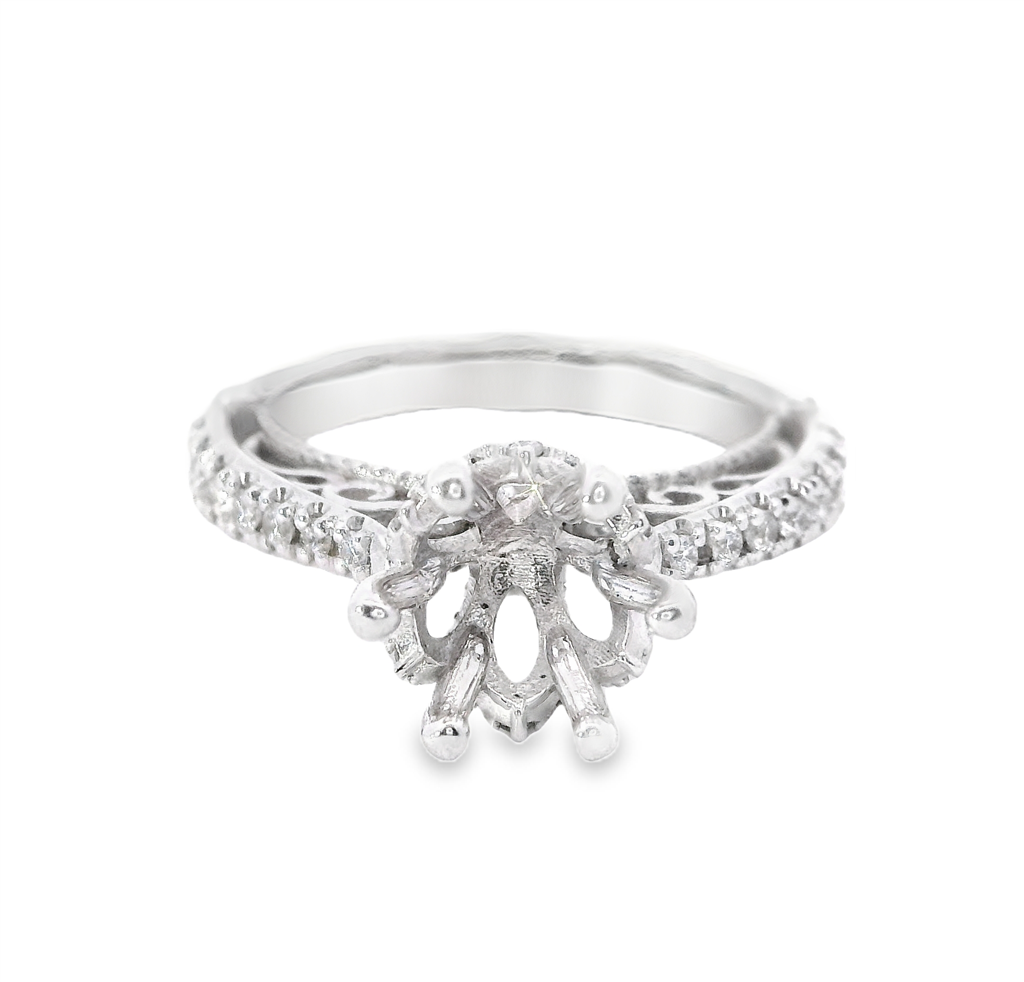 14K White Gold Diamond Semi-Mount Engagement Ring