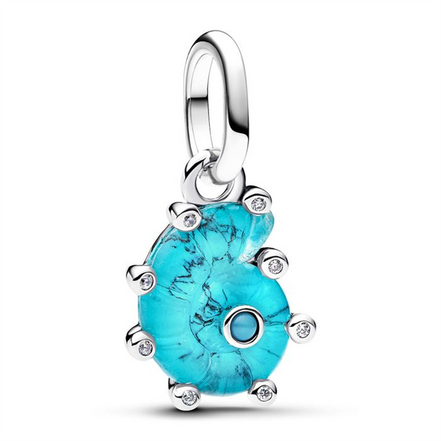 Pandora Blue Murano Glass Sea Snail Dangle Charm