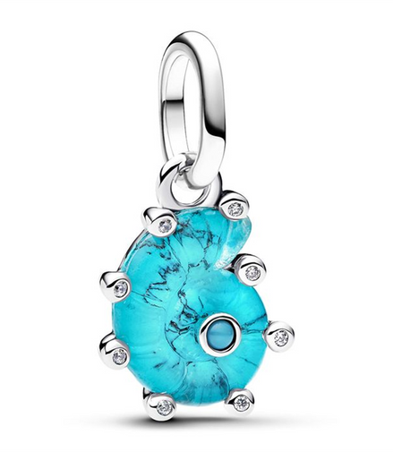 Pandora Blue Murano Glass Sea Snail Dangle Charm
