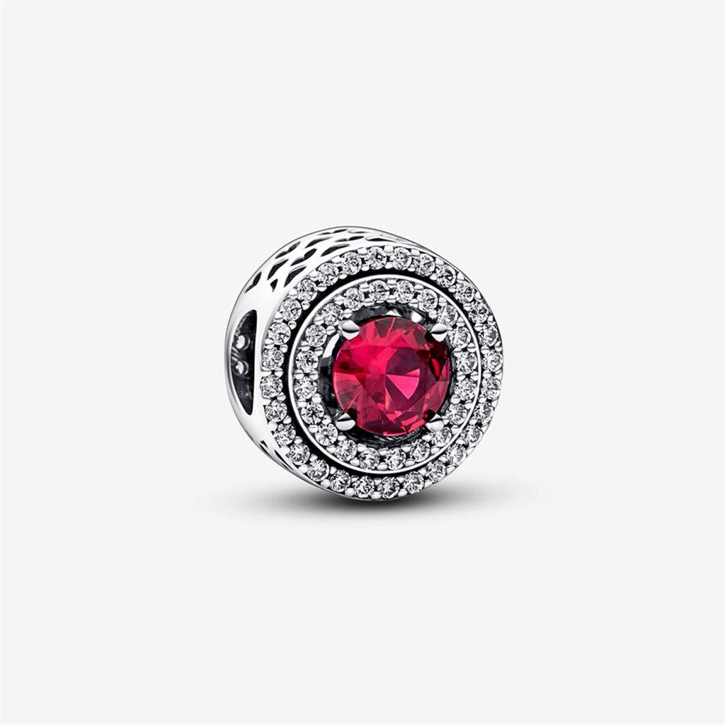 Pandora Moments  Red Sparkling Leveled Round Charm