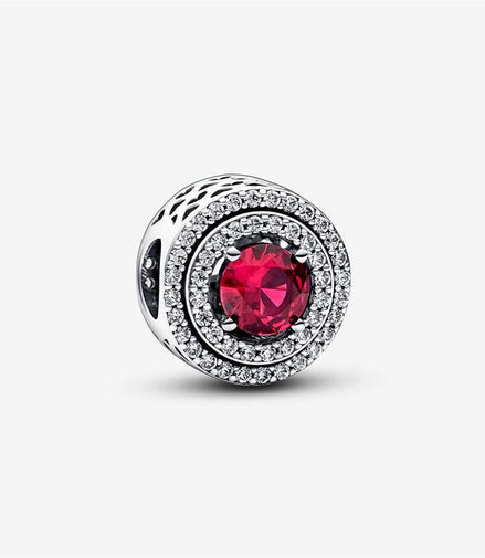Pandora Moments  Red Sparkling Leveled Round Charm