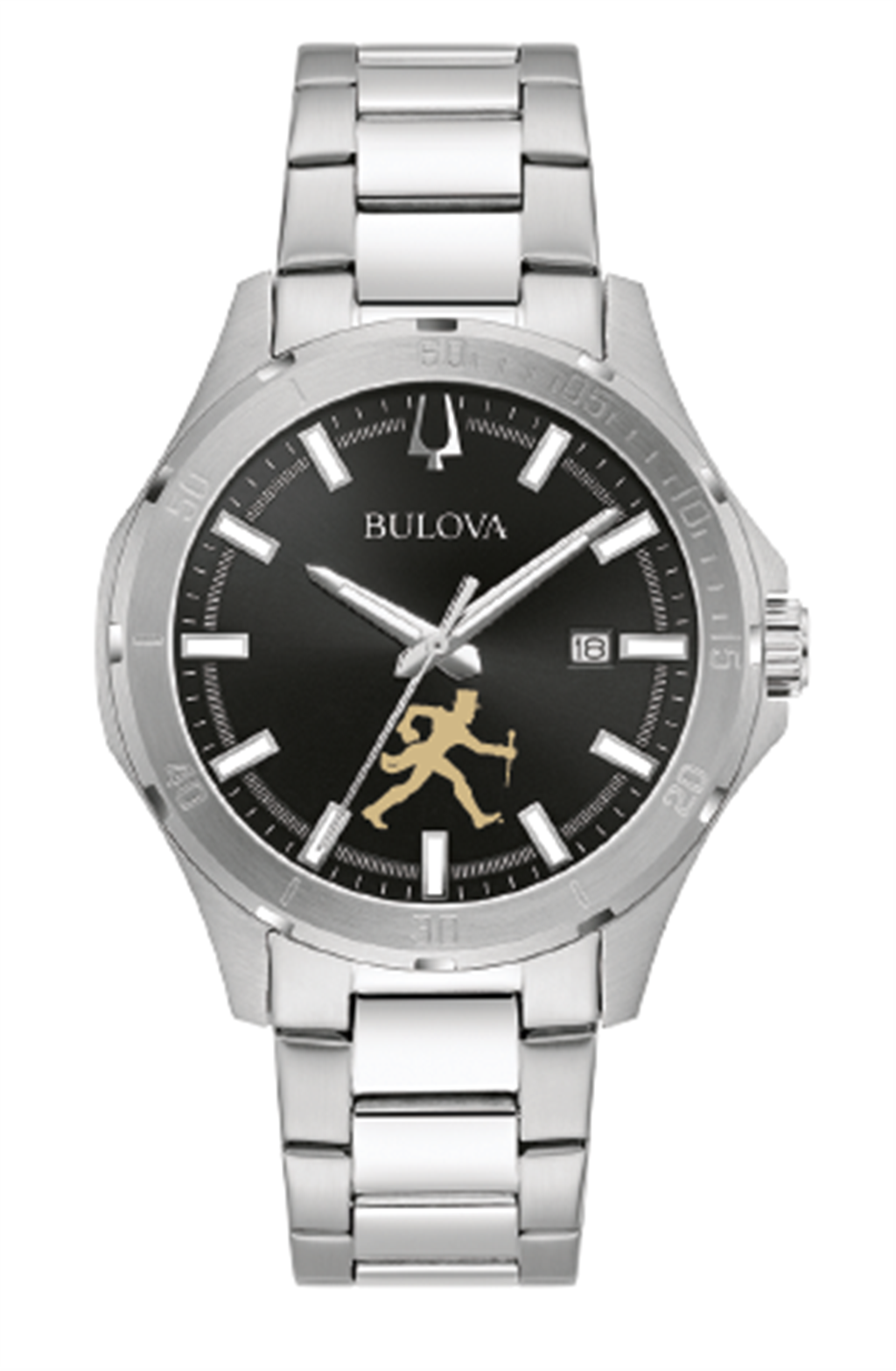Bulova Men's Wake Forest "Walking Deac" Stainless Steel And Black Dial Face Watch