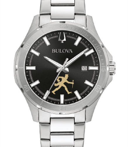 Bulova Men's Wake Forest "Walking Deac" Stainless Steel And Black Dial Face Watch