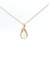 14K Yellow Gold Diamond And Ethiopian Opal Oval Pendant Necklace