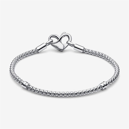 Pandora Moments Heart Clasp Studded Chain Bracelet Size 19
