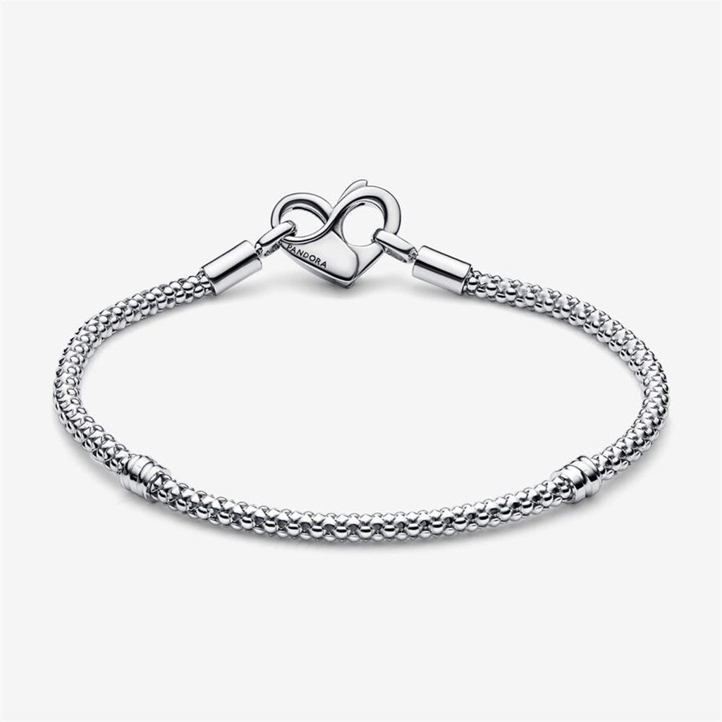 Pandora Moments Heart Clasp Studded Chain Bracelet Size 19