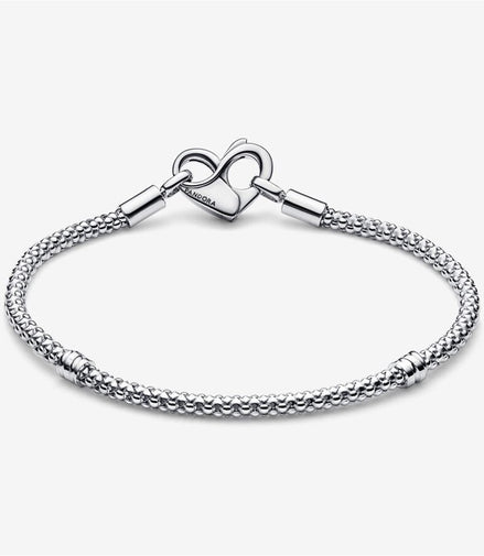Pandora Moments Heart Clasp Studded Chain Bracelet Size 19
