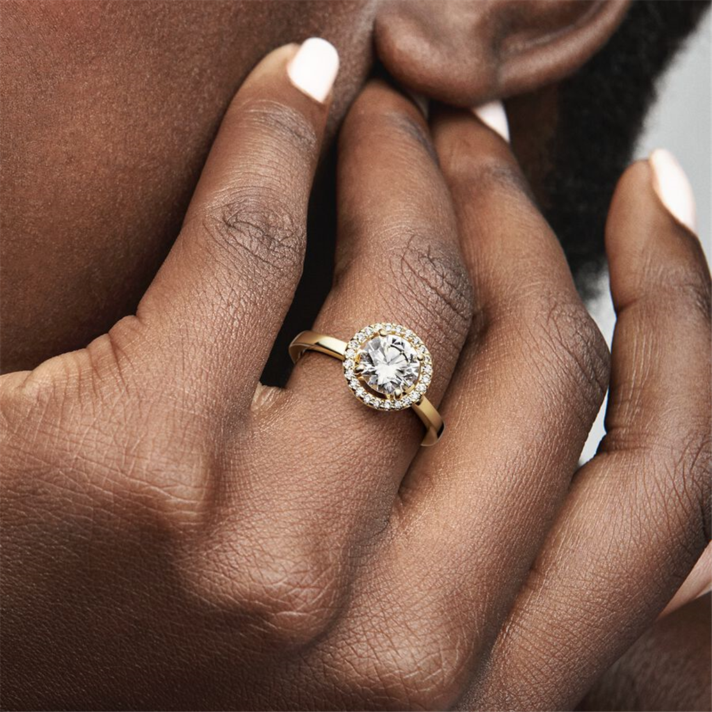 Pandora Timeless Sparkling Round Halo Ring Size 6