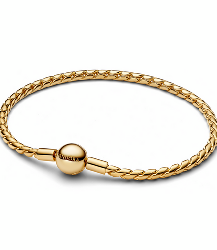 Pandora Moments Gold Plated Round Clasp Wing Chain Bracelet Size 19