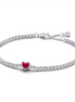 Red Sparkling Heart Tennis Bracelet Size 16
