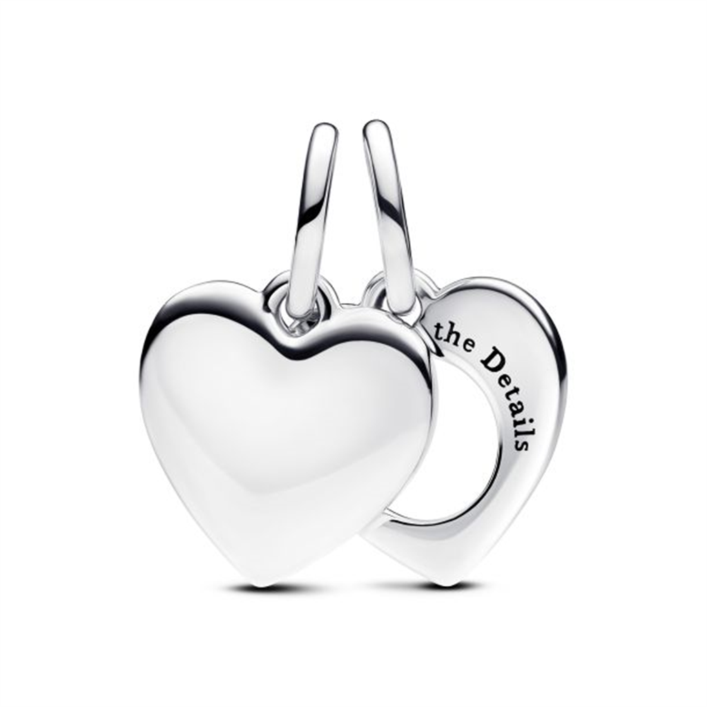 Pandora Moments Engravable Heart Magnifying Glass Double Dangle Charm