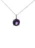 14K White Gold Diamond And Round Amethyst Pendant Necklace