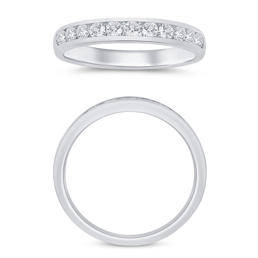 14K White Gold 0.5 CT Channel Set Diamond Wedding Band