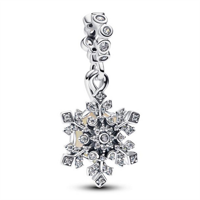 Pandora Opalescent Snowflake Double Dangle Charm